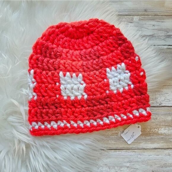 Classic Chunky Knit Hat from Cotton N Kandi on Etsy- 20" Kids- Red Plaid - Picture 1 of 2
